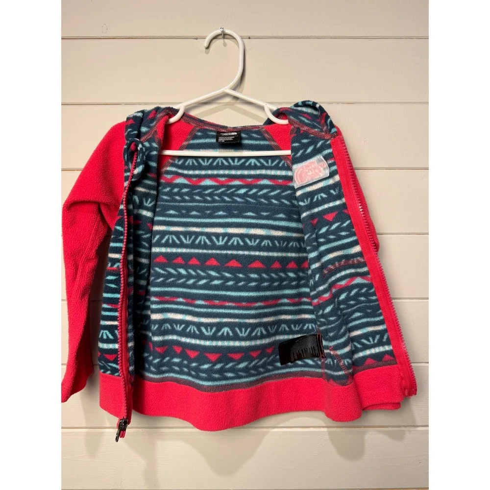The North Face Toddler Girls‎ Fleece Hoodie Zip Up Jacket 3T Tribal Print Pink